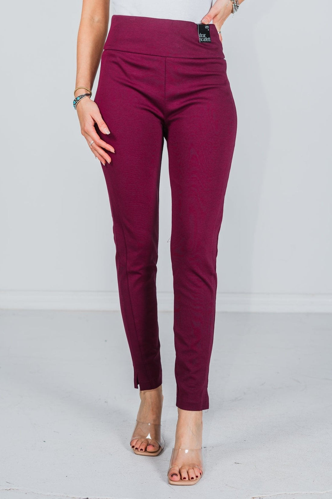 Wine Magic High Waist 28" Inseam Skinny Pants - Whiskey Skies - DEAR SCARLETT