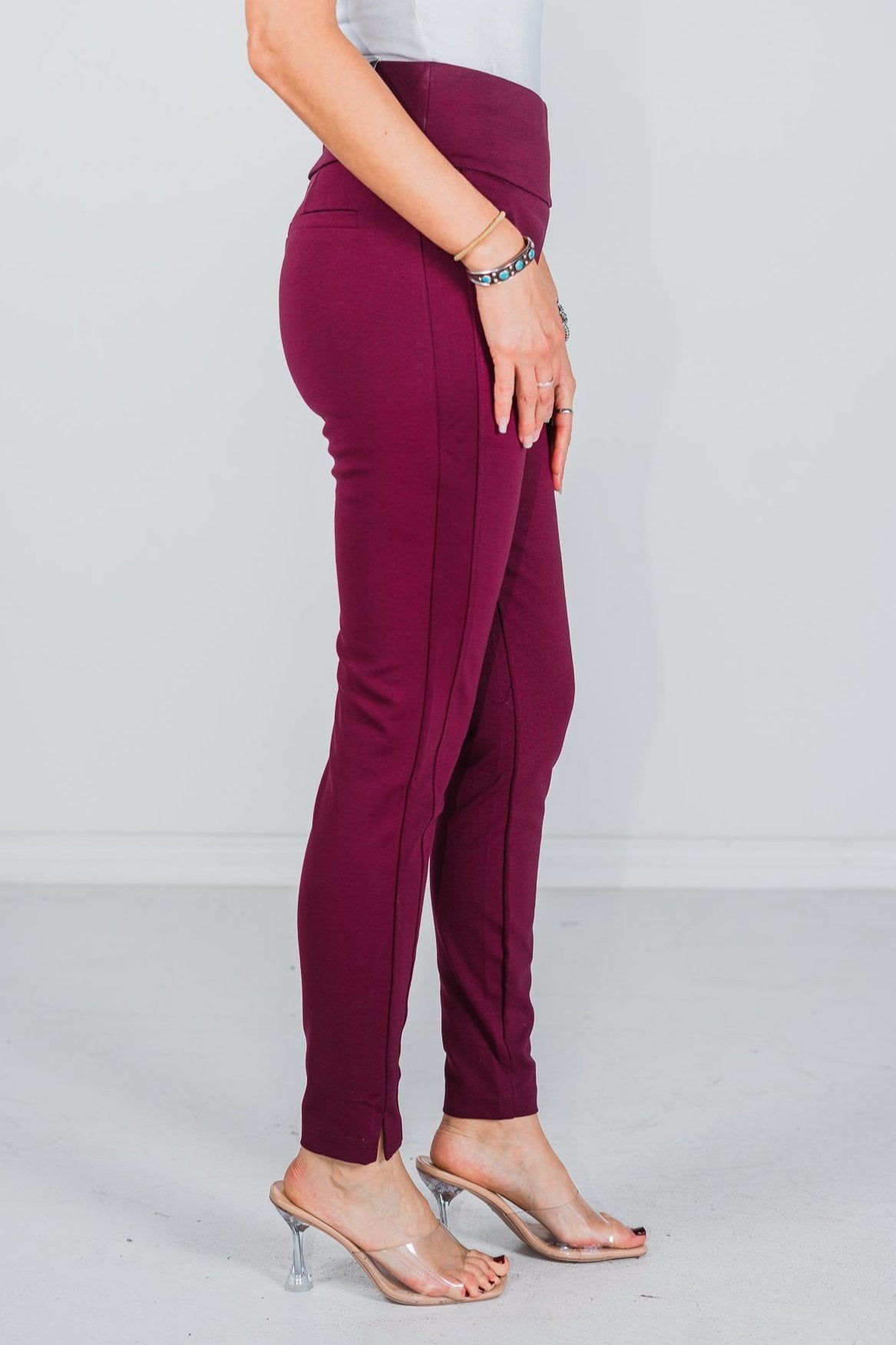 Wine Magic High Waist 28" Inseam Skinny Pants - Whiskey Skies - DEAR SCARLETT