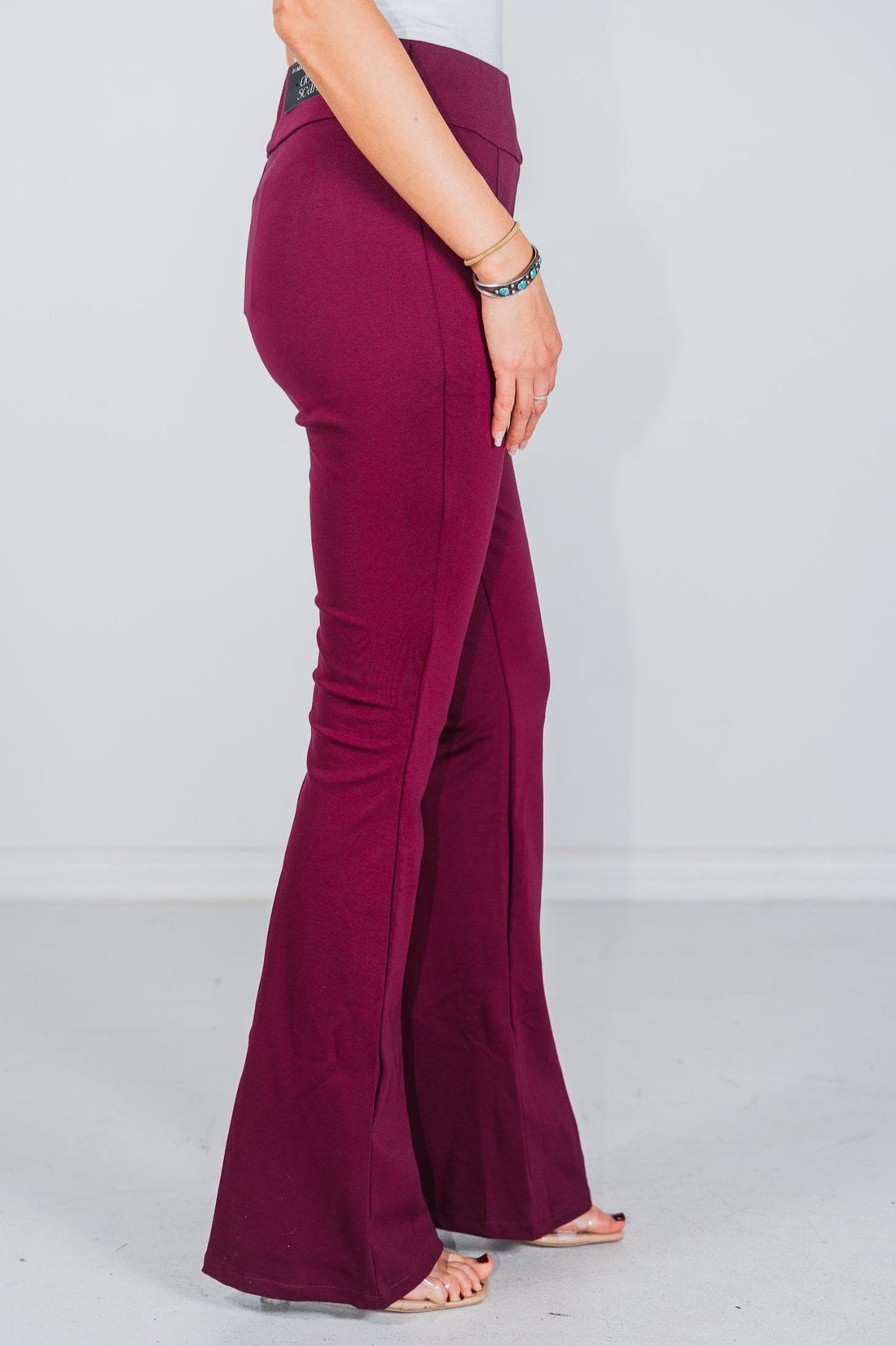 Wine Magic High Waist Kick Flares - Whiskey Skies - DEAR SCARLETT