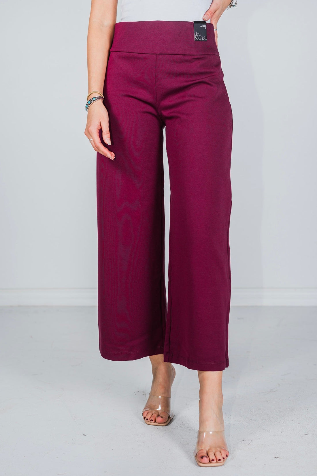 Wine Magic Wide Cropped Pants - Whiskey Skies - DEAR SCARLETT