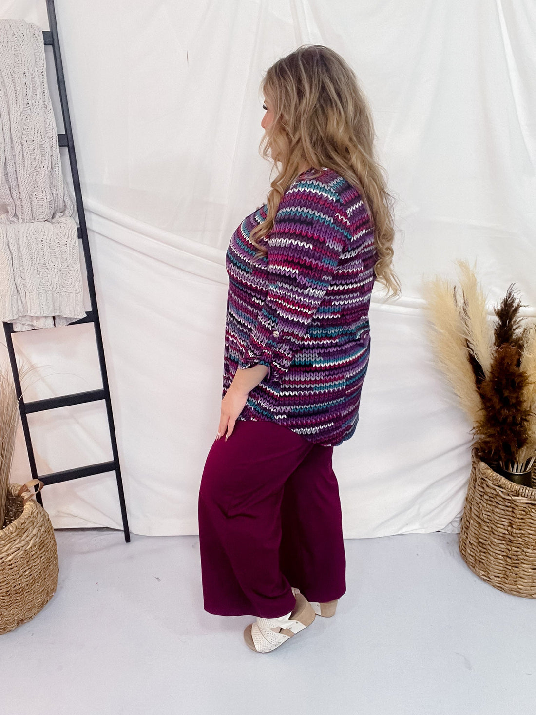 Wine Magic Wide Cropped Pants - Whiskey Skies - DEAR SCARLETT