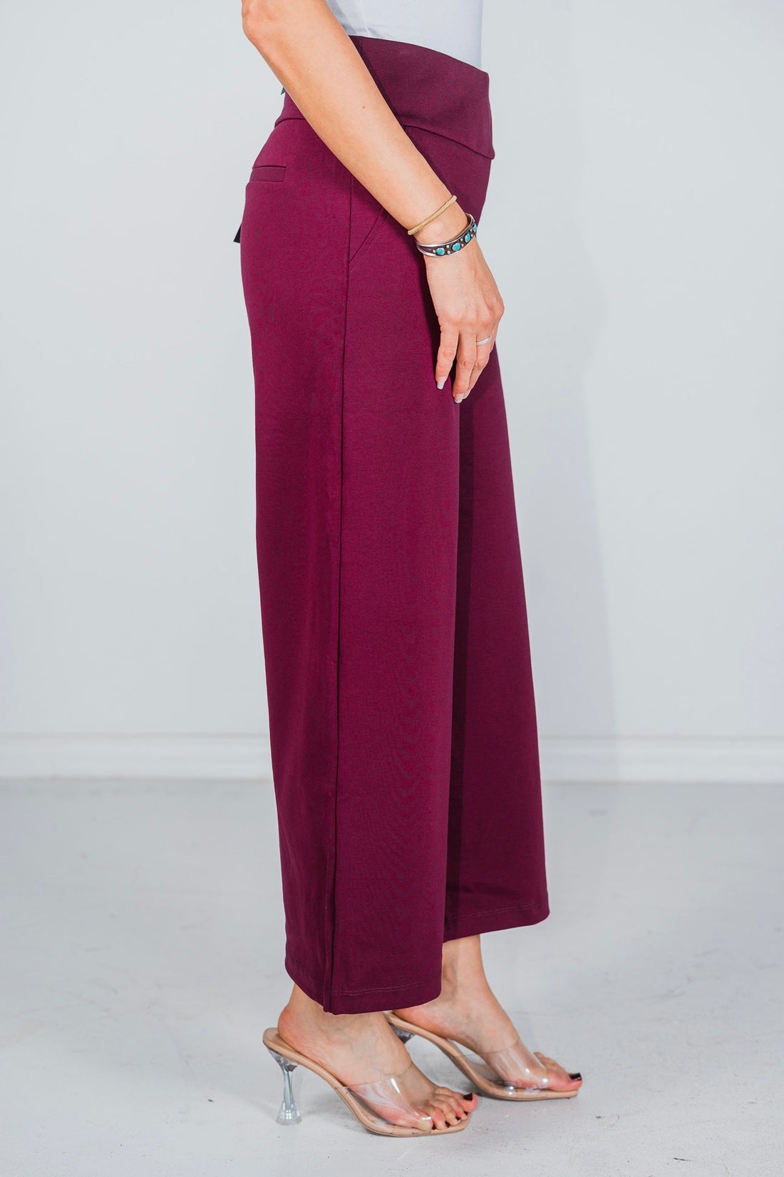 Wine Magic Wide Cropped Pants - Whiskey Skies - DEAR SCARLETT