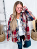 Wine & Navy Plaid Button Down Flannel With Shirred Sleeves - Whiskey Skies - KORI AMERICA
