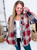 Wine & Navy Plaid Button Down Flannel With Shirred Sleeves - Whiskey Skies - KORI AMERICA