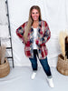 Wine & Navy Plaid Button Down Flannel With Shirred Sleeves - Whiskey Skies - KORI AMERICA