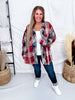 Wine & Navy Plaid Button Down Flannel With Shirred Sleeves - Whiskey Skies - KORI AMERICA