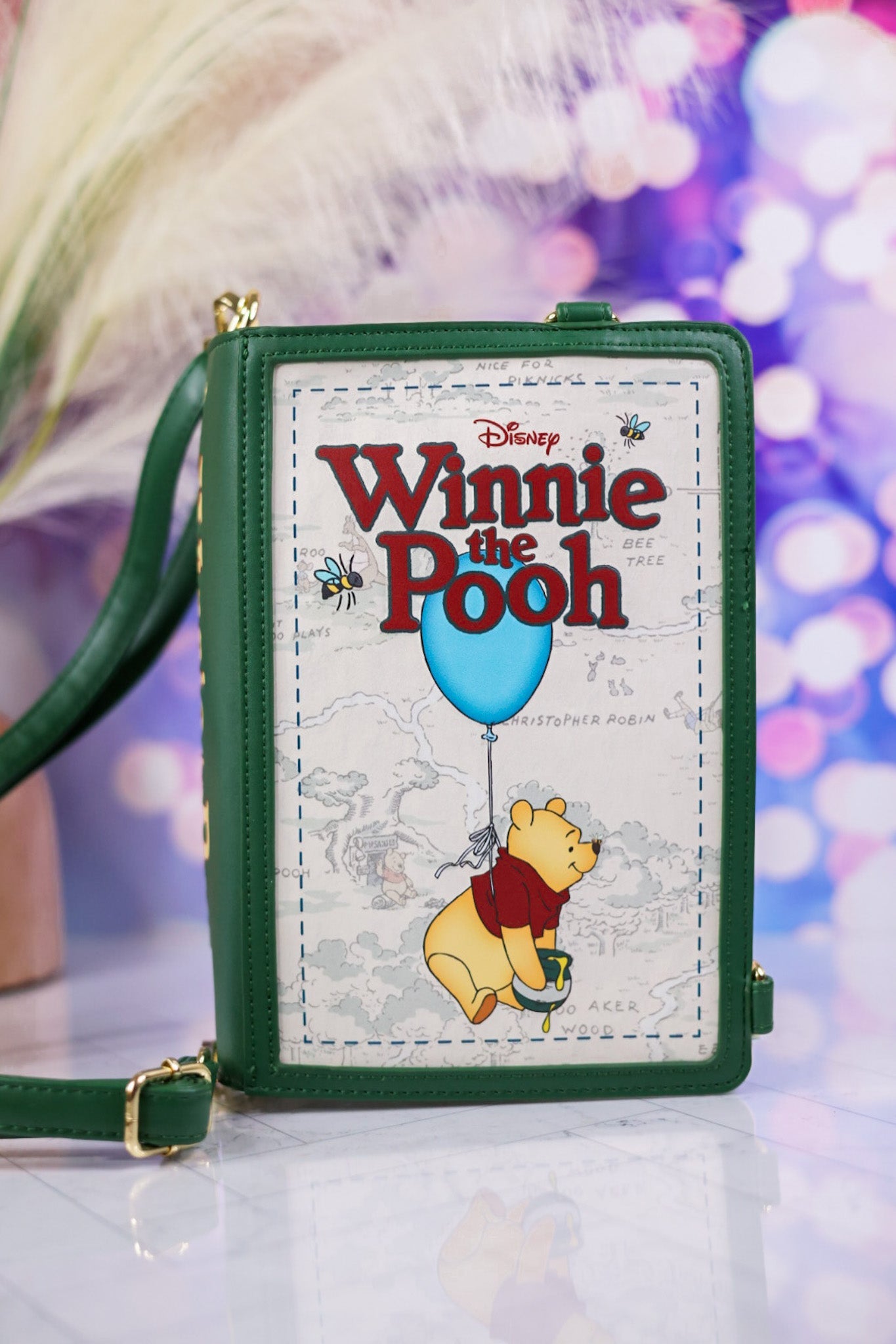 Winnie the Pooh Classic Book Cover Convertible Crossbody Bag - Whiskey Skies - LOUNGEFLY