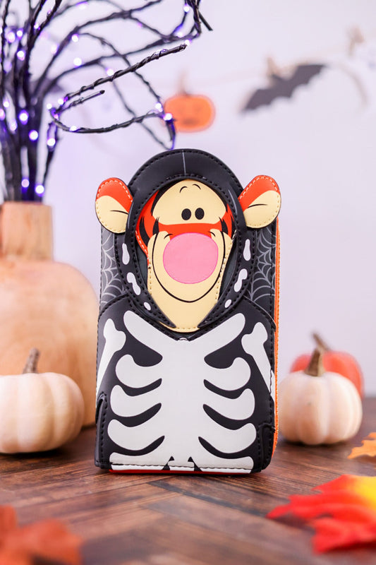 Winnie The Pooh Skeleton Tigger Glow Zip Around Wallet - Whiskey Skies - LOUNGEFLY