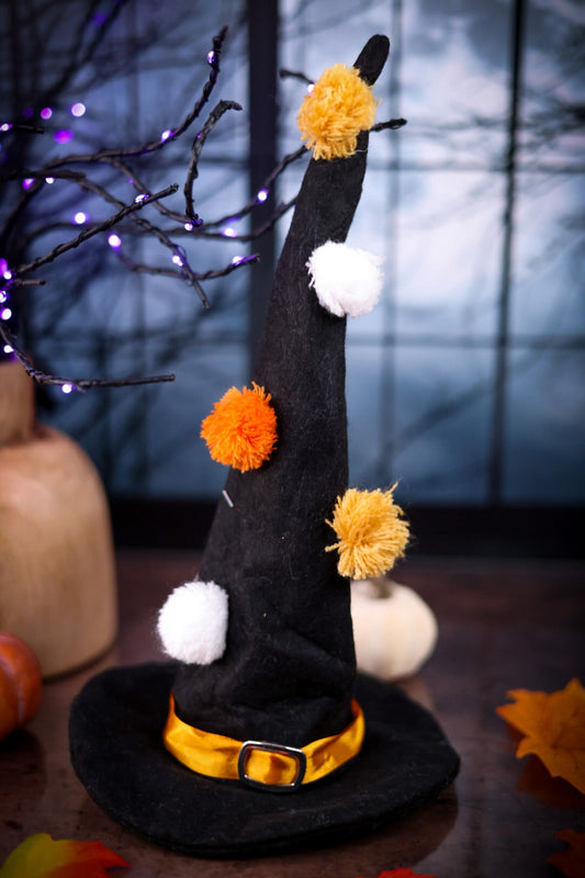 Witch Hat With Pom Poms Decor - Whiskey Skies - WT COLLECTION