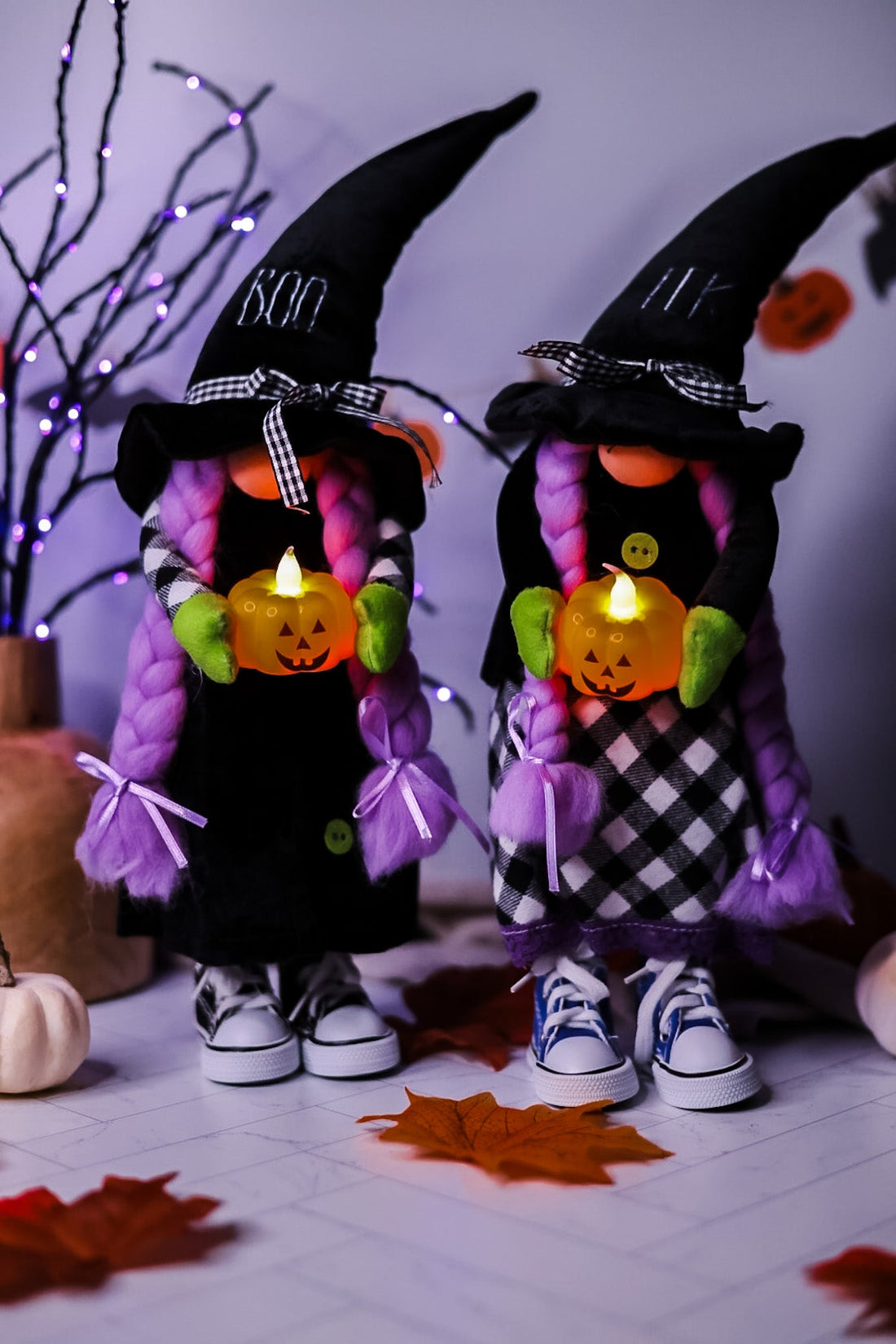 Witchy Standing Gnomes with LED Jack - O - Lanterns (2 Styles) - Whiskey Skies - HANNA'S HANDIWORKS