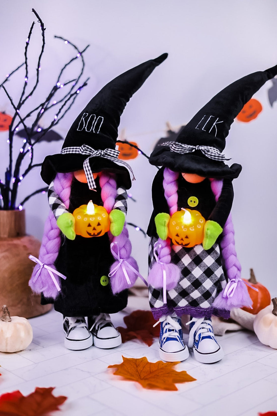 Witchy Standing Gnomes with LED Jack - O - Lanterns (2 Styles) - Whiskey Skies - HANNA'S HANDIWORKS