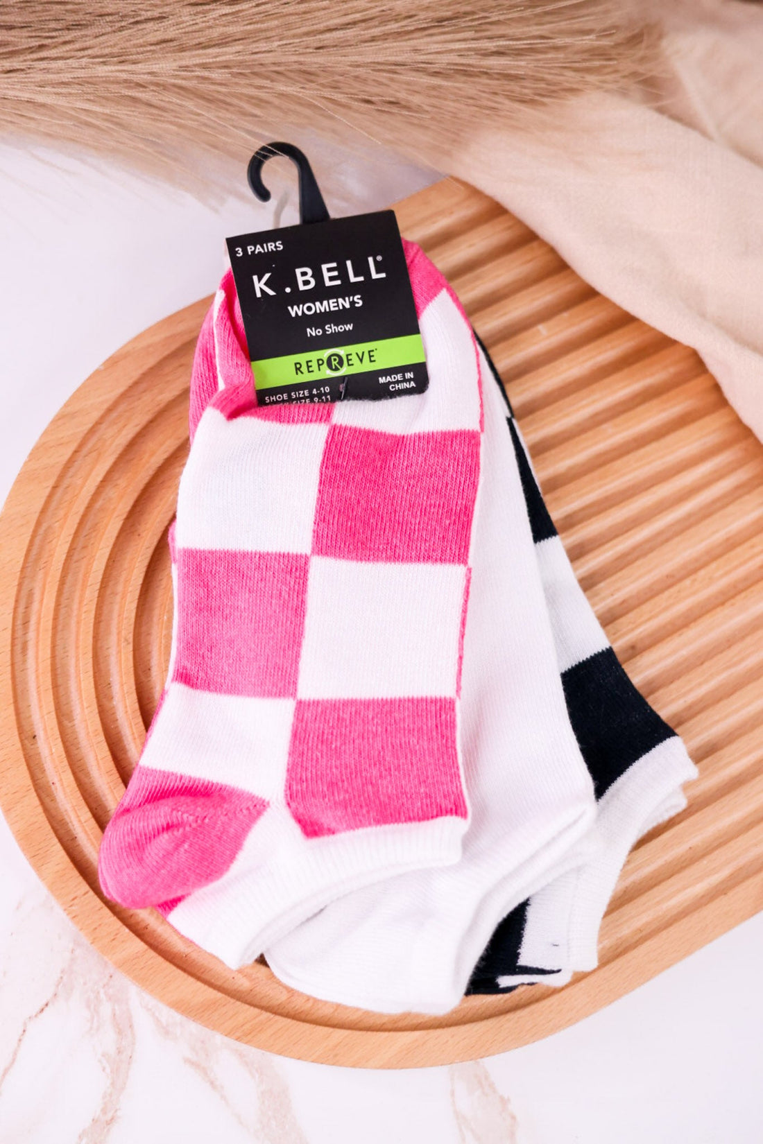 Women's No Show Set Of Three Check & Solid Socks - Whiskey Skies - RENFRO SOCKS