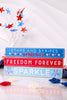 Wood and Enamel Patriotic Word Blocks - Whiskey Skies - SPECIAL T IMPORTS INC