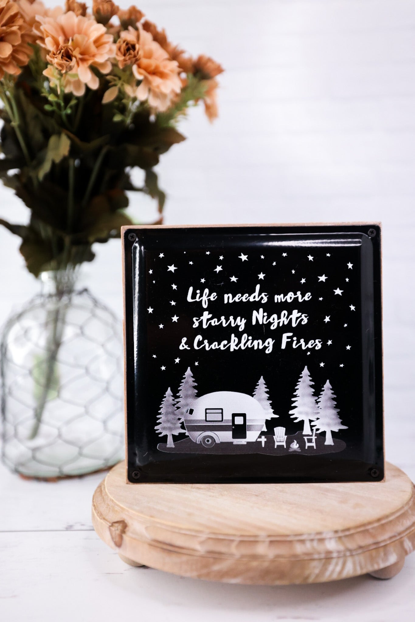 Wood Enamel Camping Box Sign (4 Styles) - Whiskey Skies - YOUNG'S INC