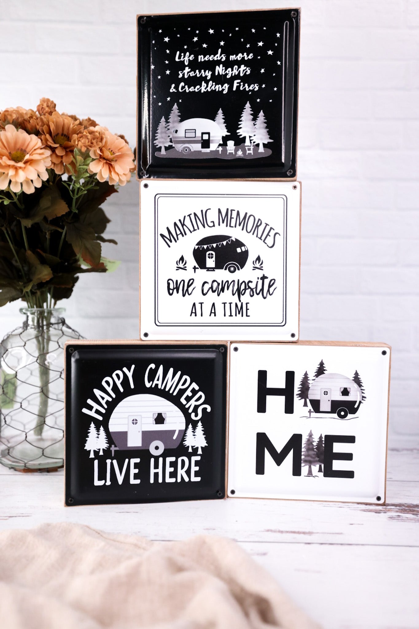 Wood Enamel Camping Box Sign (4 Styles) - Whiskey Skies - YOUNG'S INC