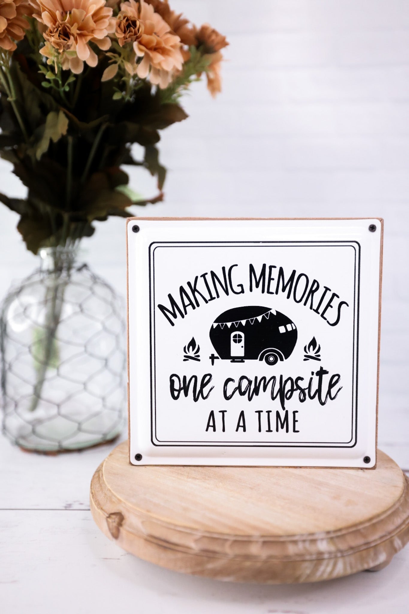 Wood Enamel Camping Box Sign (4 Styles) - Whiskey Skies - YOUNG'S INC