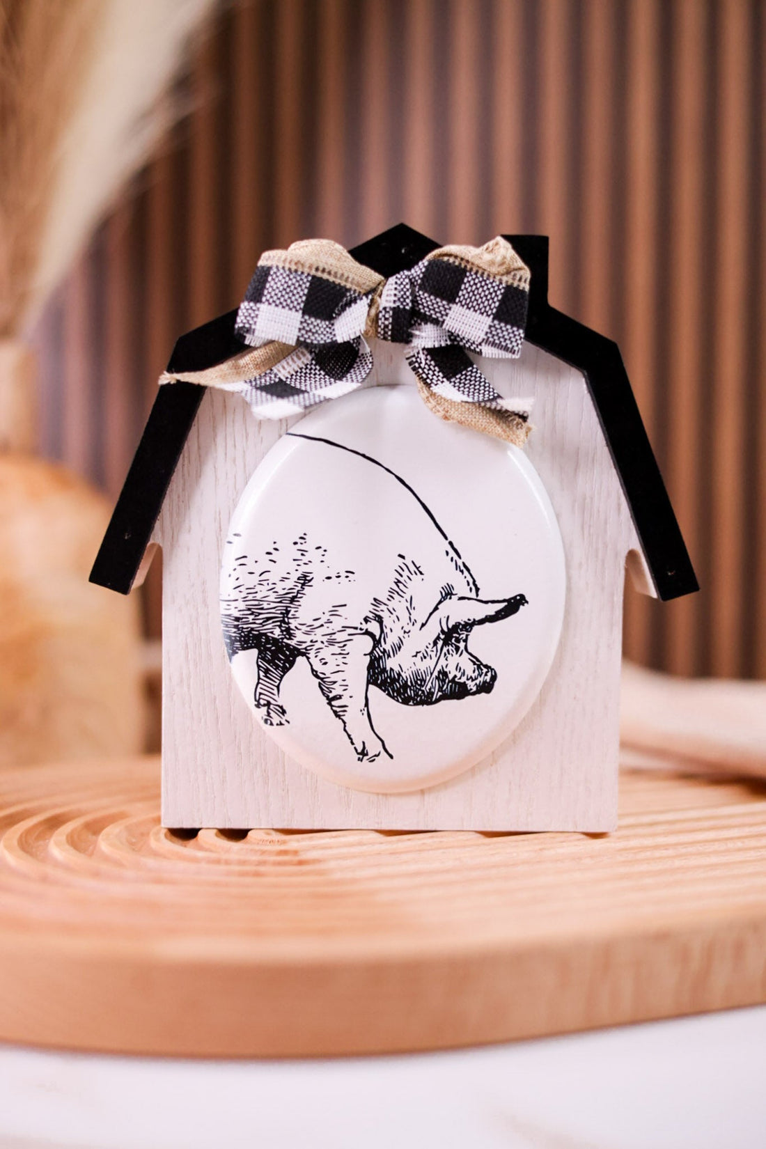 Wood Farm House With Metal Animal Plaque (3 Styles) - Whiskey Skies - SPECIAL T IMPORTS INC