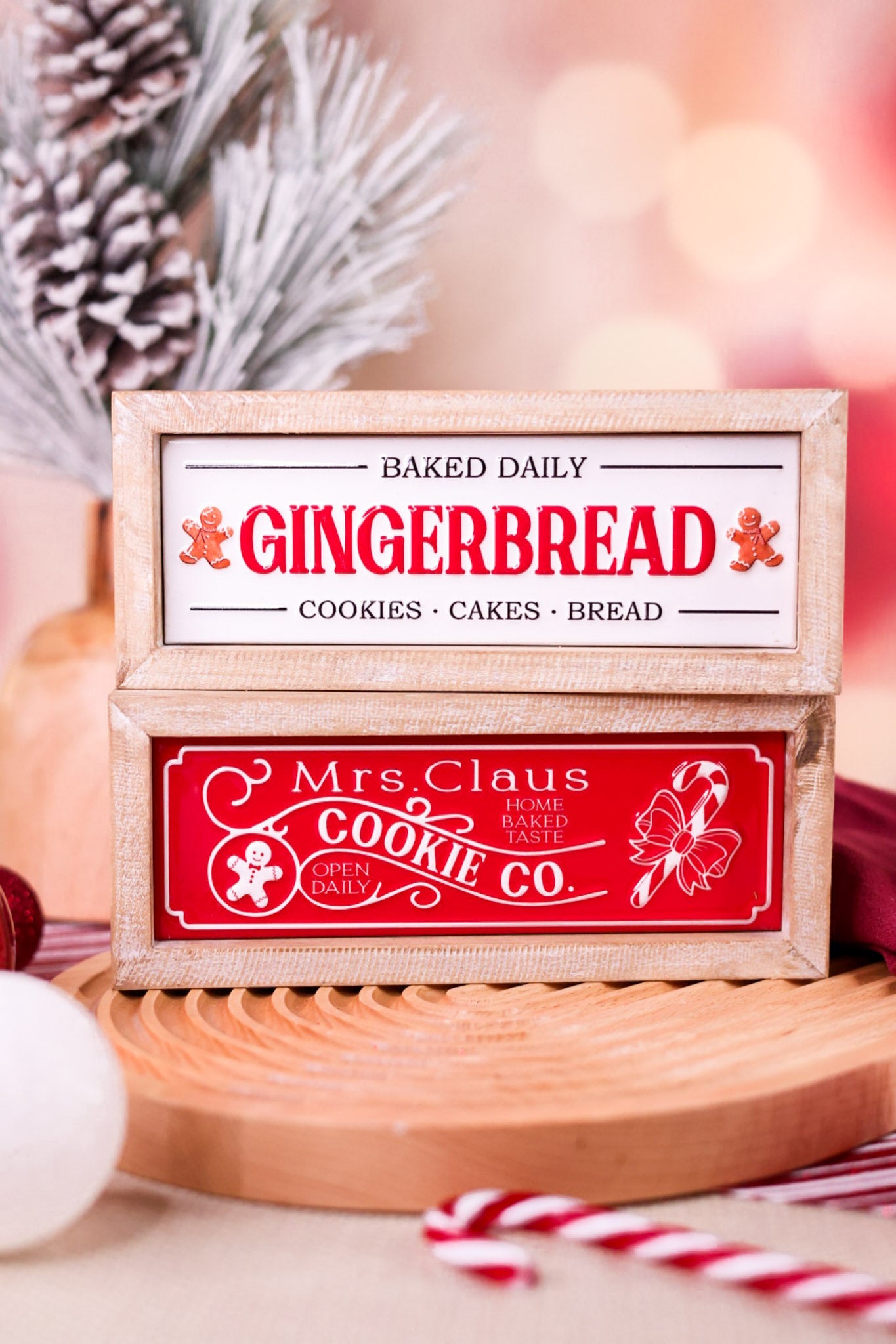 Wood Framed Enamel Christmas Cookie Signs (2 Styles) - Whiskey Skies - SPECIAL T IMPORTS INC