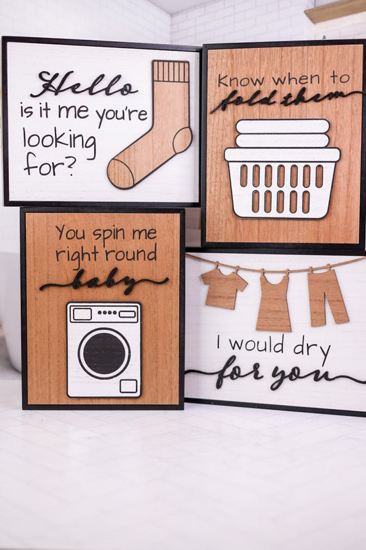 Wood Framed Laundry Box Sign (4 Styles) - Whiskey Skies - YOUNG'S INC
