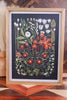 Wood Framed Textured Floral and Butterfly Painting - Whiskey Skies - YOUNG'S INC