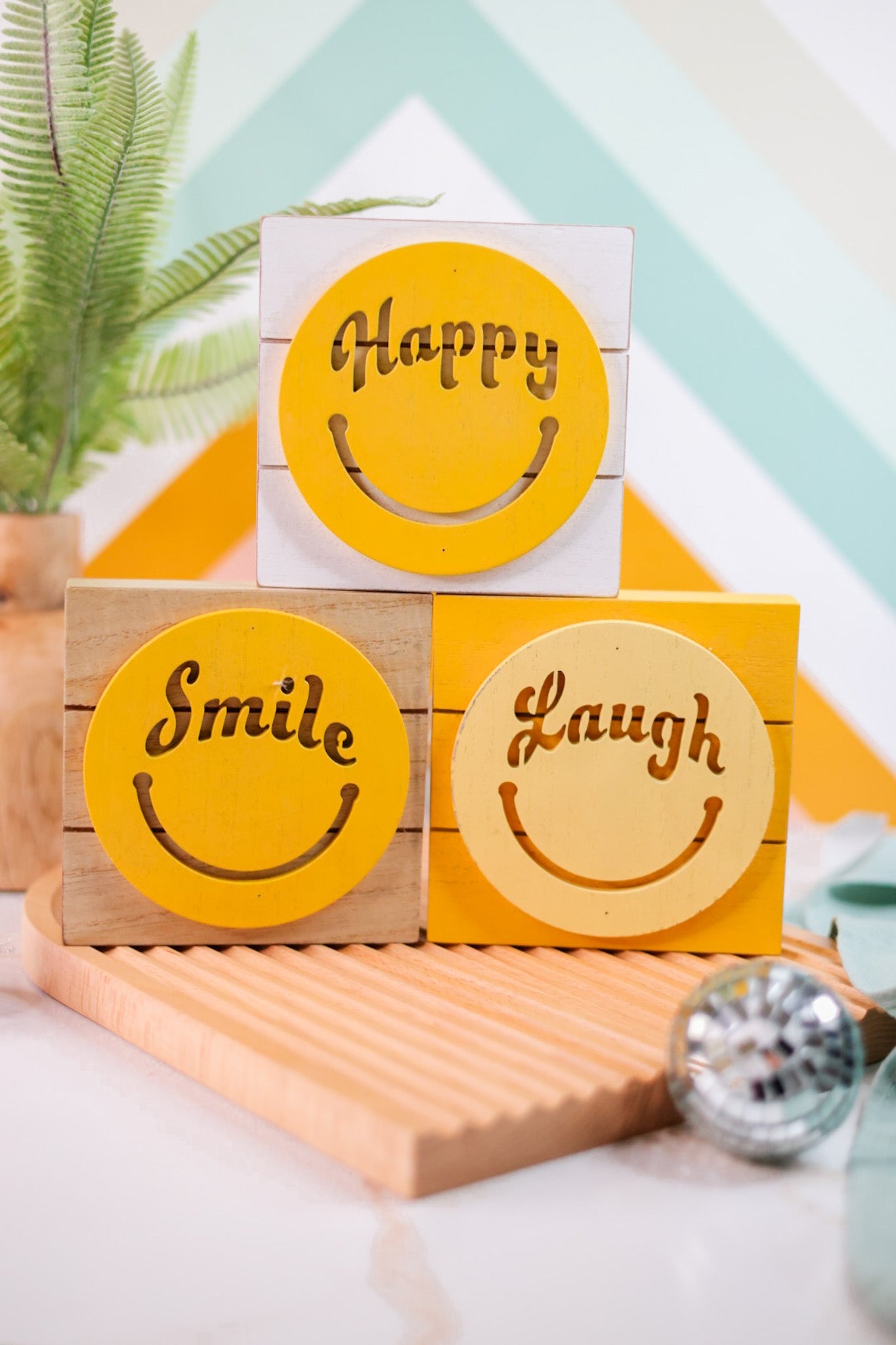 Wood Smiley Face Box Sign (3 Styles) - Whiskey Skies - YOUNG'S INC.
