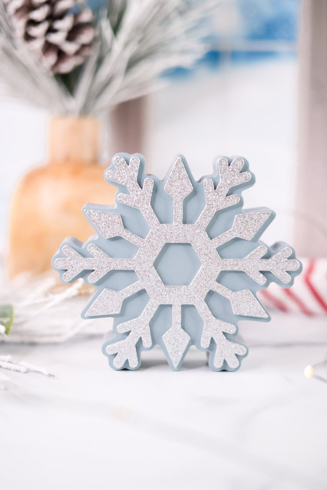 Wood Tabletop Snowflakes (4 Styles) - Whiskey Skies - YOUNG'S INC