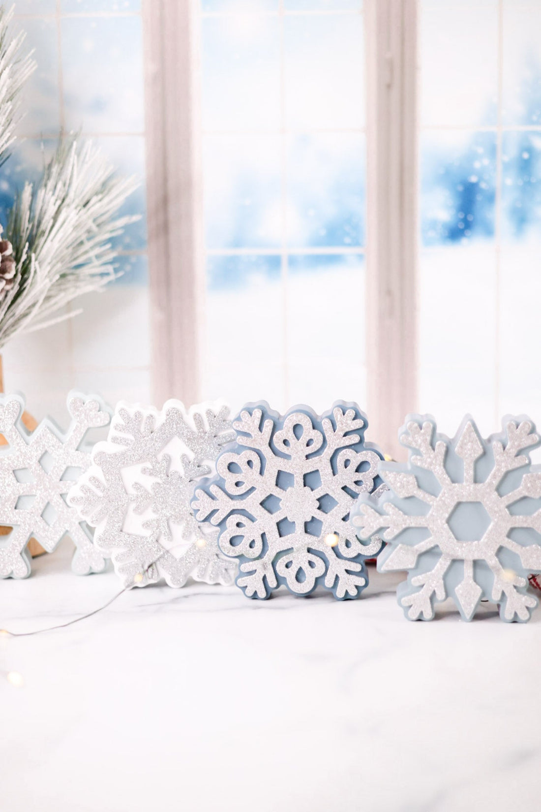 Wood Tabletop Snowflakes (4 Styles) - Whiskey Skies - YOUNG'S INC