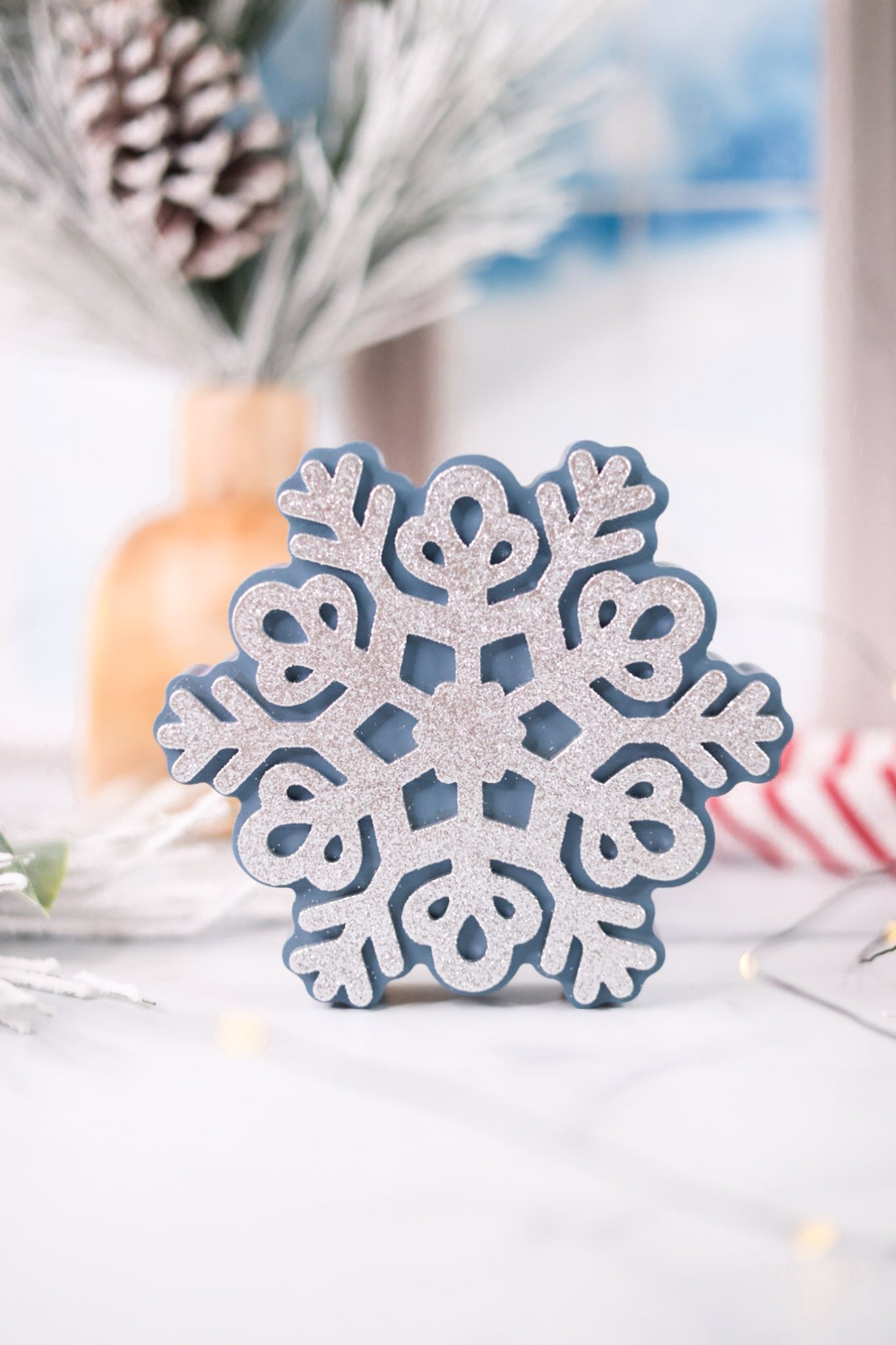Wood Tabletop Snowflakes (4 Styles) - Whiskey Skies - YOUNG'S INC