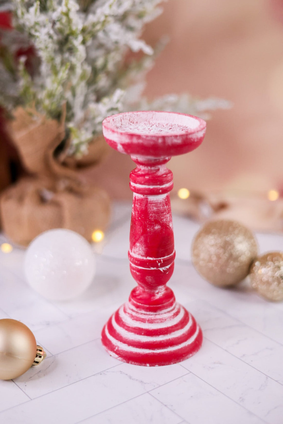 Wooden 6" Christmas Candle Stands (3 Colors) - Whiskey Skies - SPECIAL T IMPORTS INC