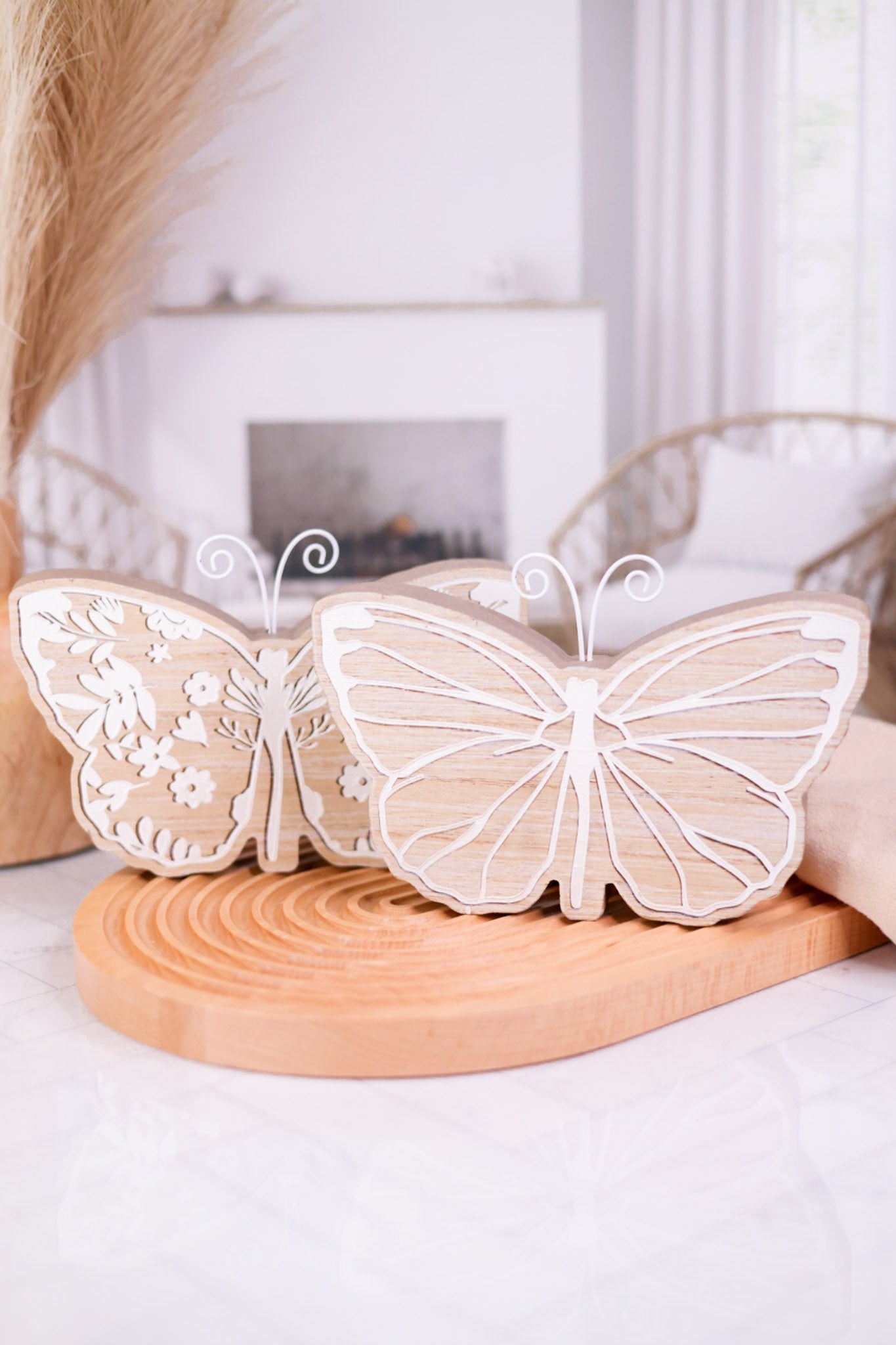 Wooden Butterfly Tabletop Decor (2 Styles) - Whiskey Skies - YOUNG'S INC