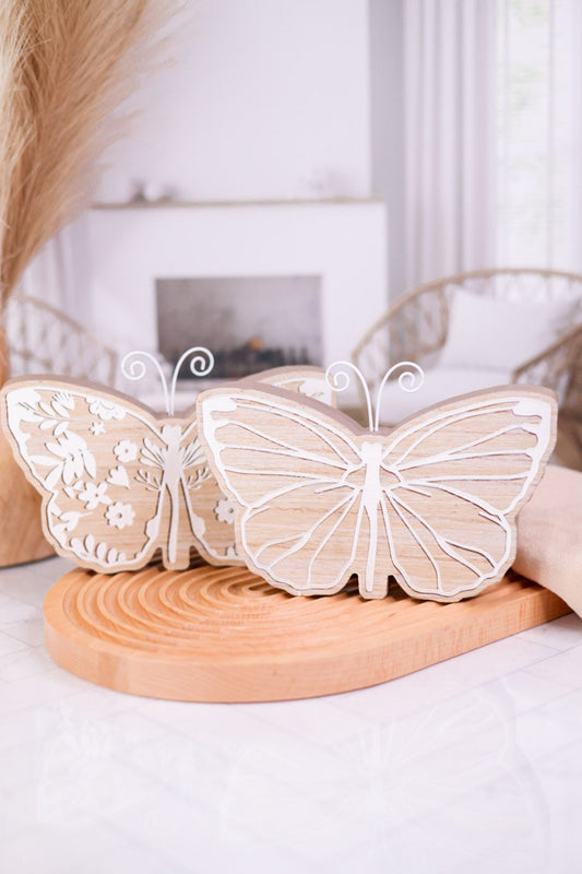 Wooden Butterfly Tabletop Decor (2 Styles) - Whiskey Skies - YOUNG'S INC