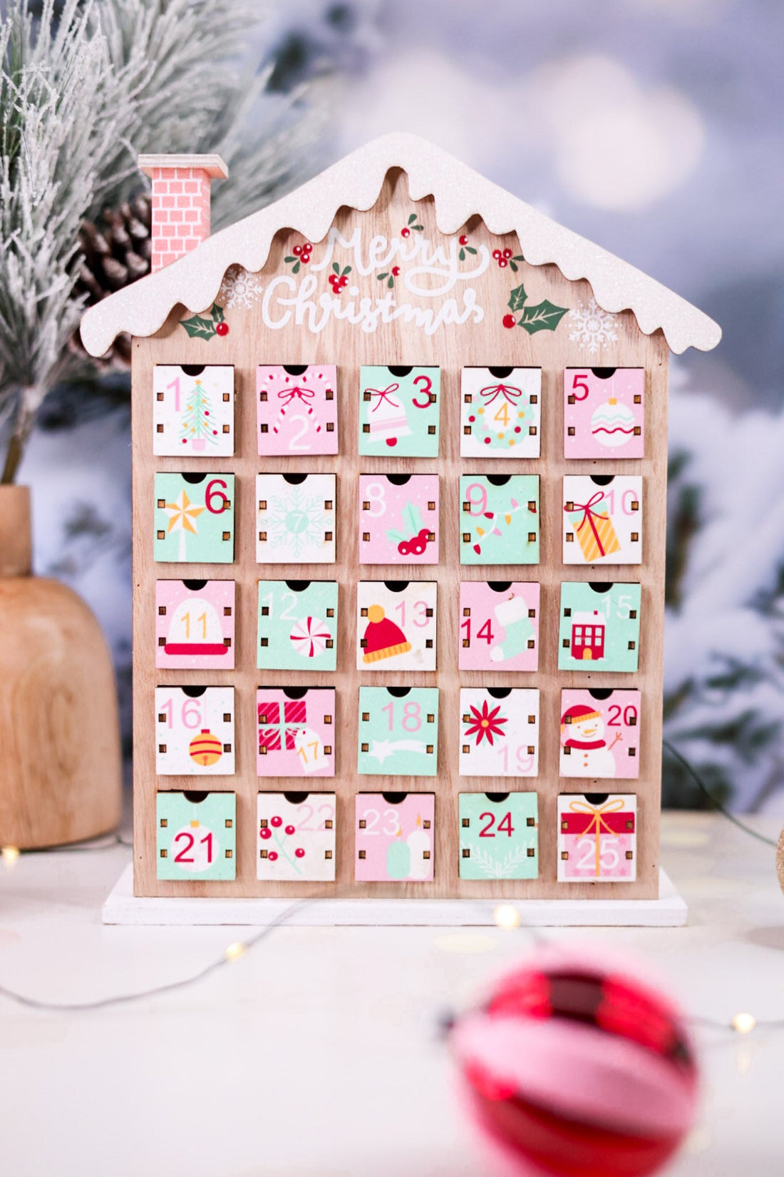 Wooden Christmas Countdown Decorative House - Whiskey Skies - MELROSE INTL