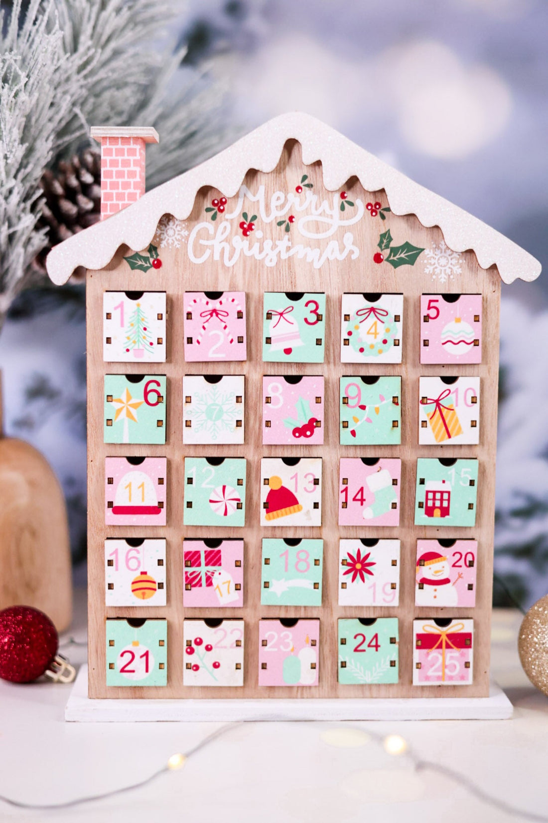 Wooden Christmas Countdown Decorative House - Whiskey Skies - MELROSE INTL
