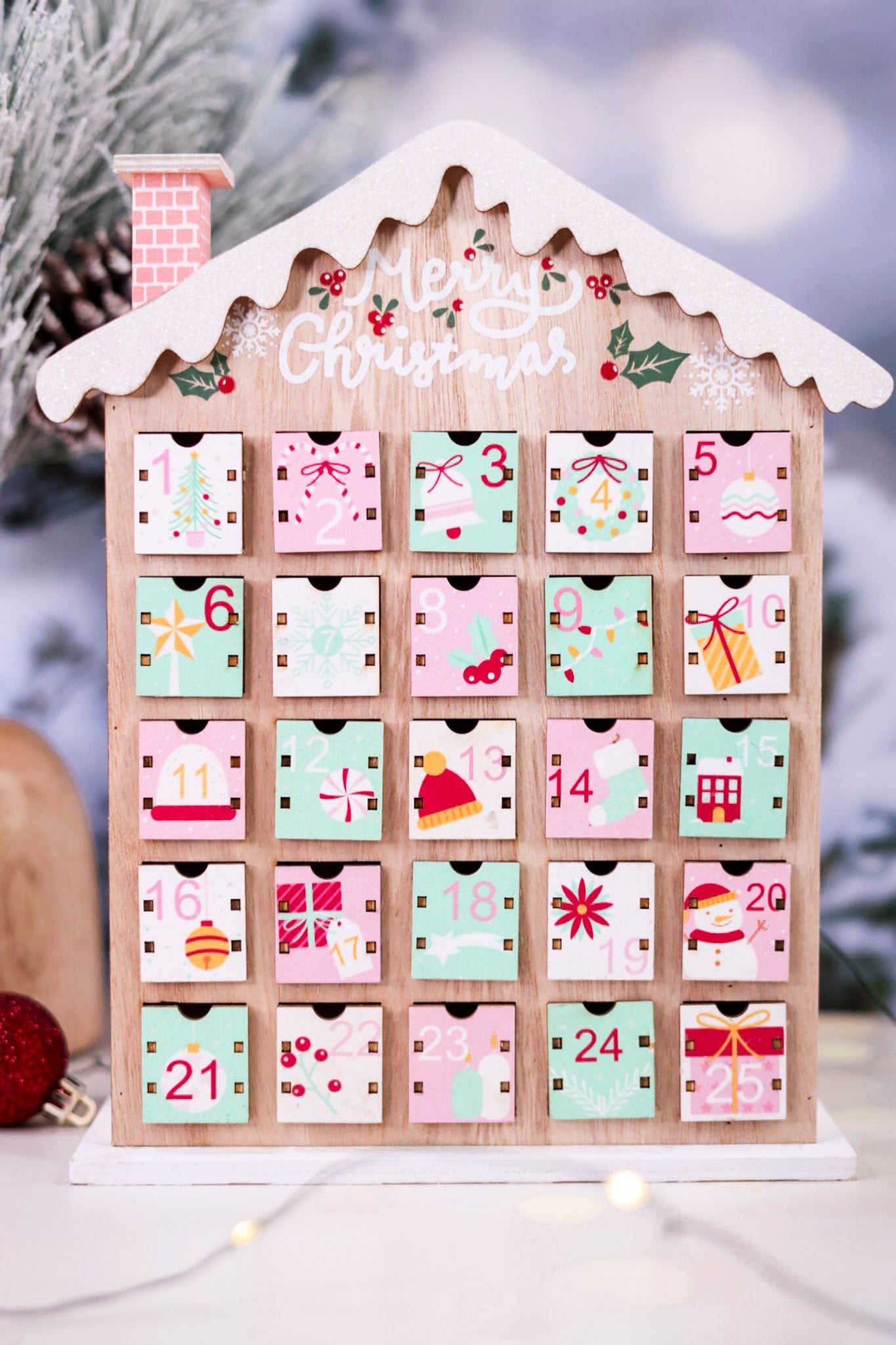 Wooden Christmas Countdown Decorative House - Whiskey Skies - MELROSE INTL