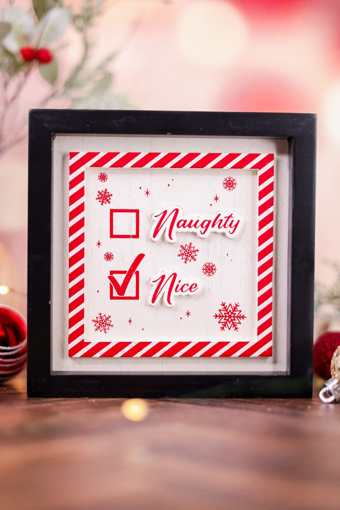 Wooden Framed Reversible Naughty or Nice/Rainbow Sign - Whiskey Skies - ADAMS & CO