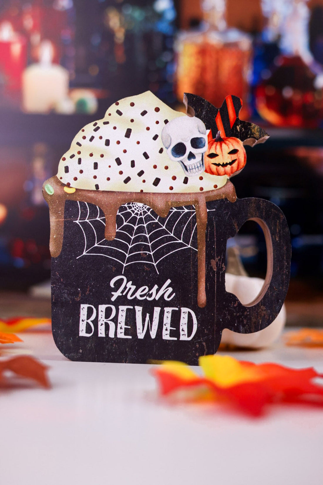 Wooden Halloween Coffee Mug Sitters (3 Styles) - Whiskey Skies - SPECIAL T IMPORTS INC