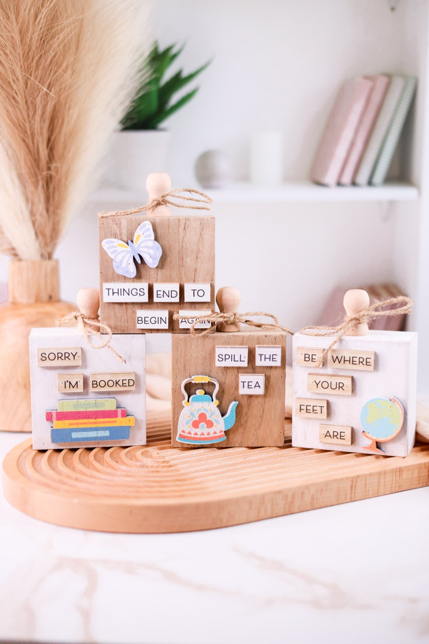 Wooden Message Blocks (4 Styles) - Whiskey Skies - SPECIAL T IMPORTS INC