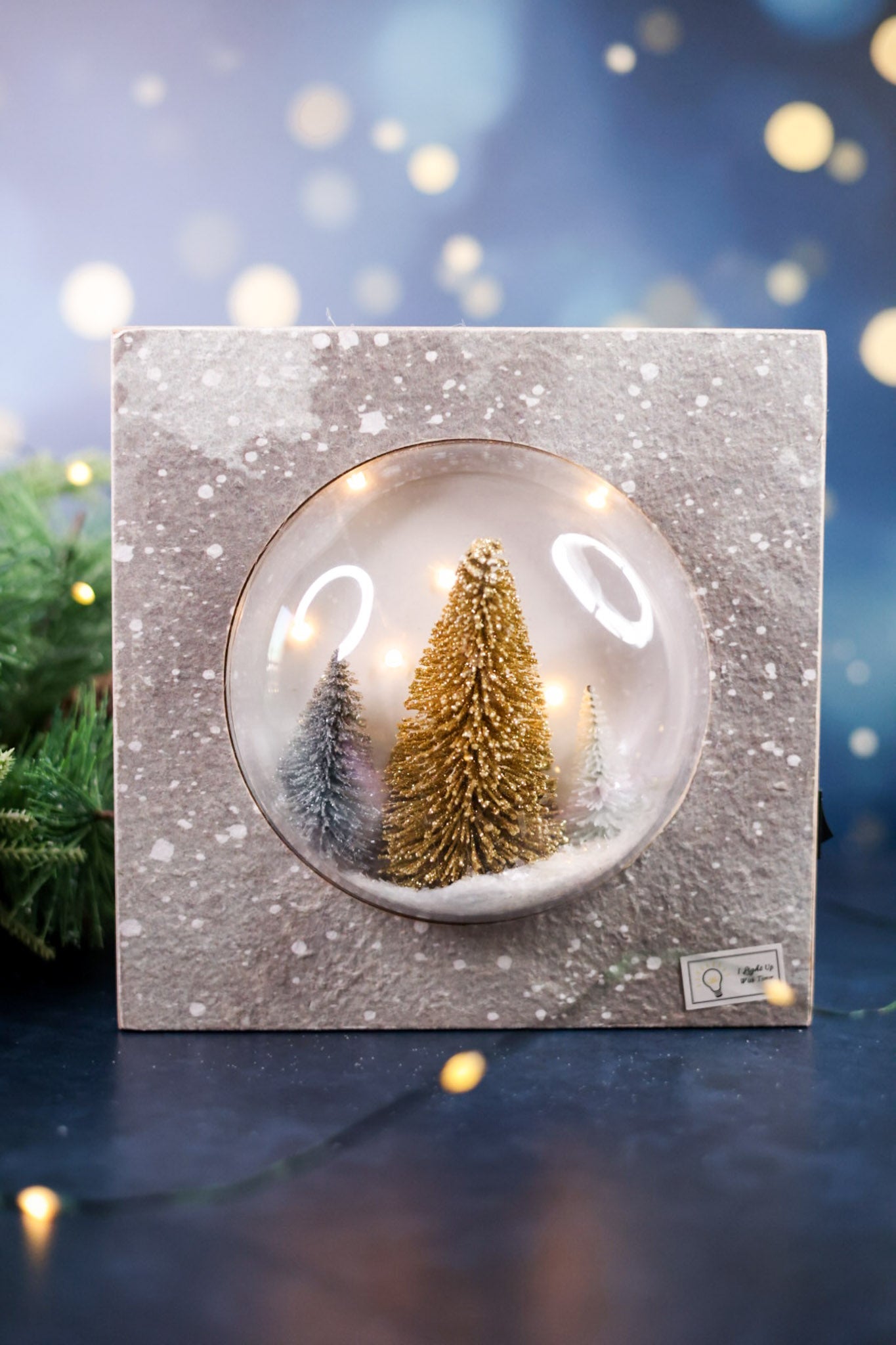 Wooden Tabletop Bottle Brush Christmas Tree Decorations (2 Colors) - Whiskey Skies - YOUNG'S INC