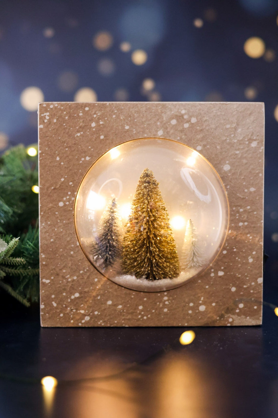 Wooden Tabletop Bottle Brush Christmas Tree Decorations (2 Colors) - Whiskey Skies - YOUNG'S INC