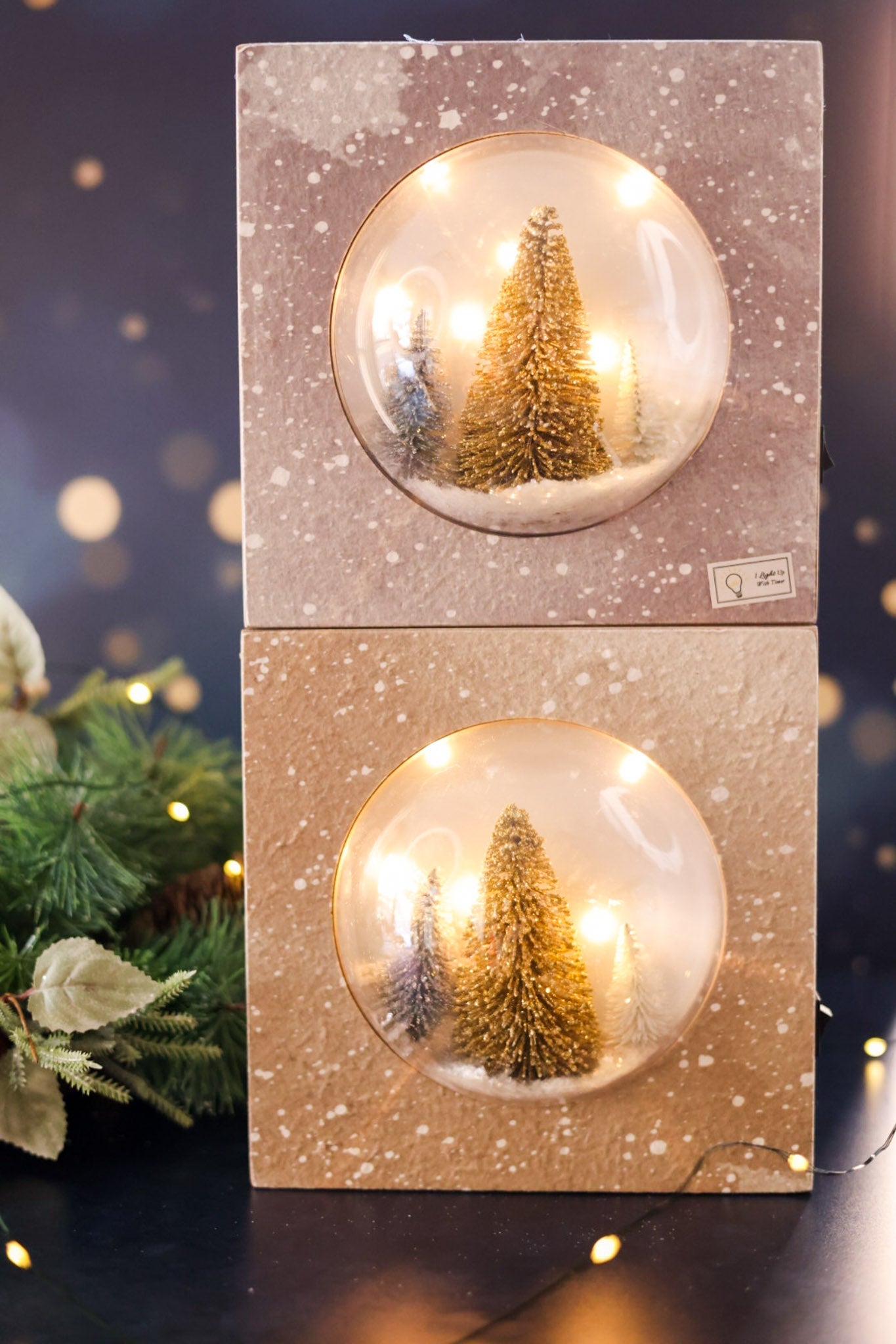 Wooden Tabletop Bottle Brush Christmas Tree Decorations (2 Colors) - Whiskey Skies - YOUNG'S INC