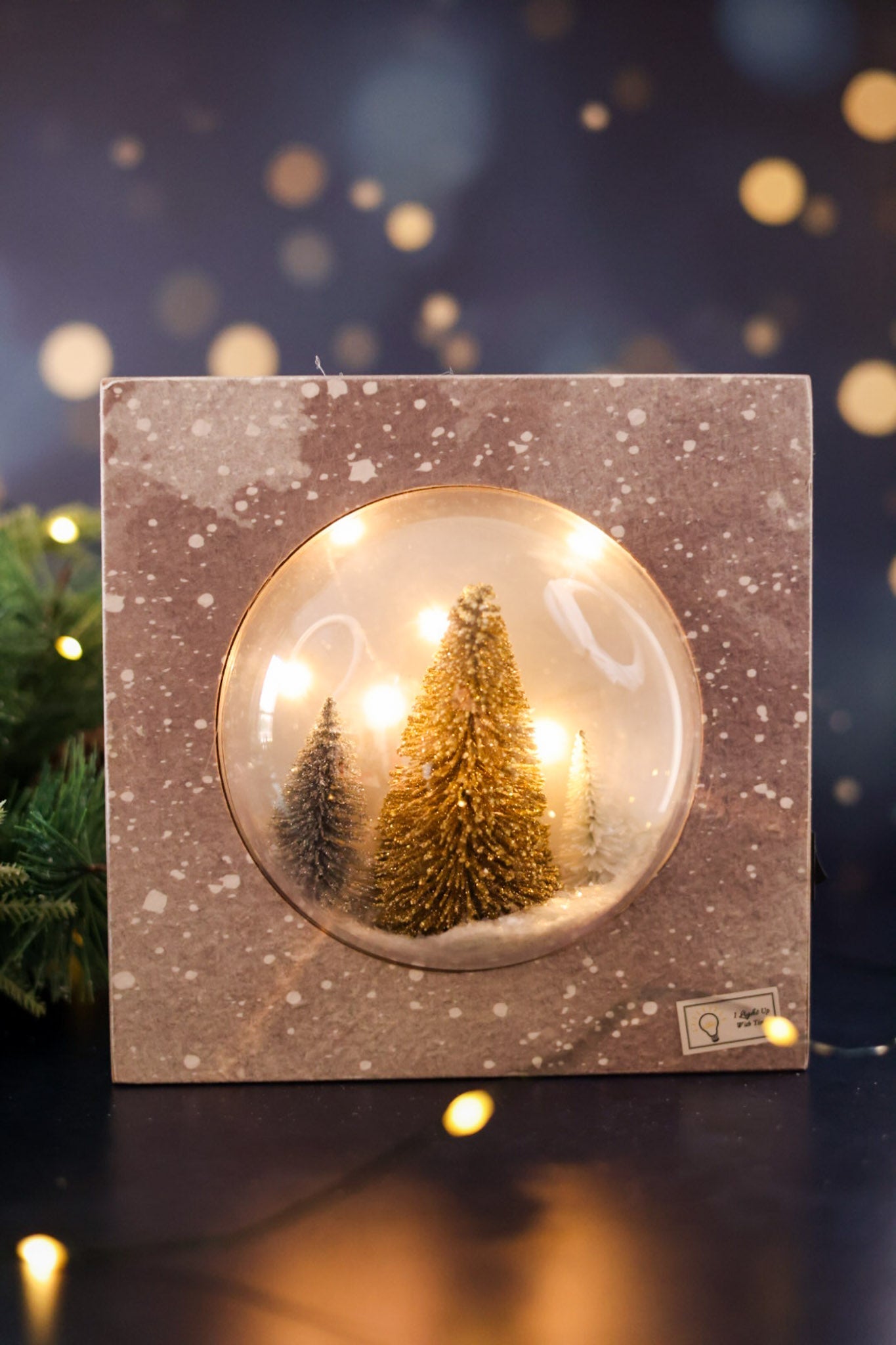 Wooden Tabletop Bottle Brush Christmas Tree Decorations (2 Colors) - Whiskey Skies - YOUNG'S INC