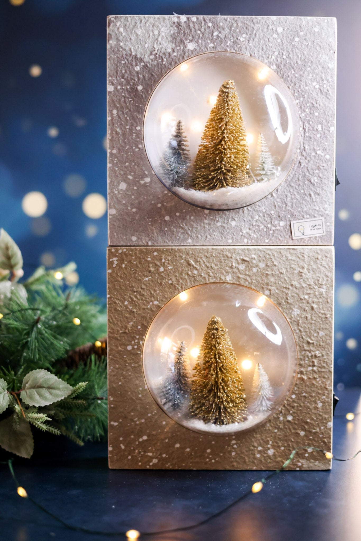 Wooden Tabletop Bottle Brush Christmas Tree Decorations (2 Colors) - Whiskey Skies - YOUNG'S INC