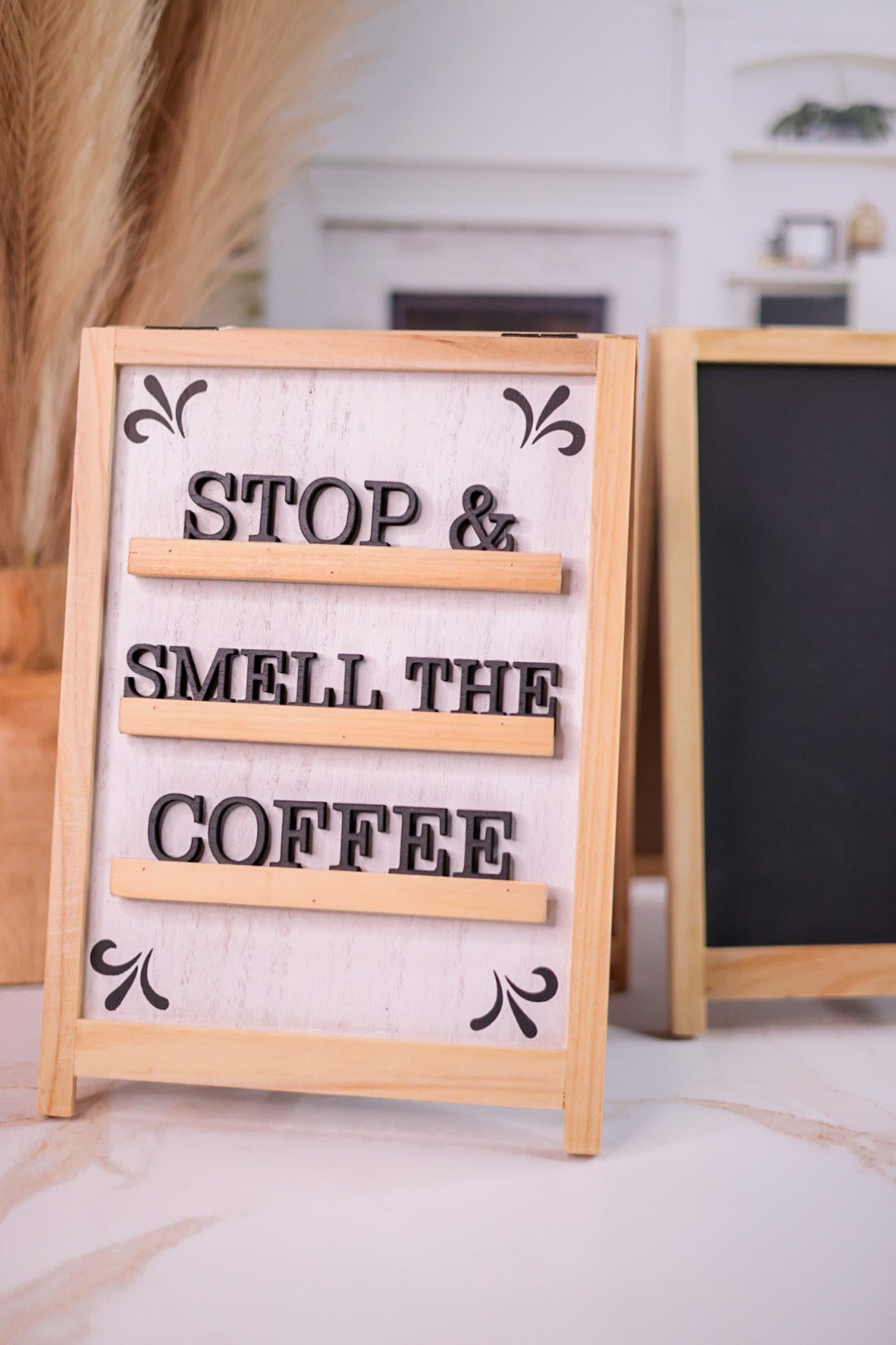Wooden Tabletop Reversible Coffee/Chalkboard Sign (Two Styles) - Whiskey Skies - YOUNG'S INC