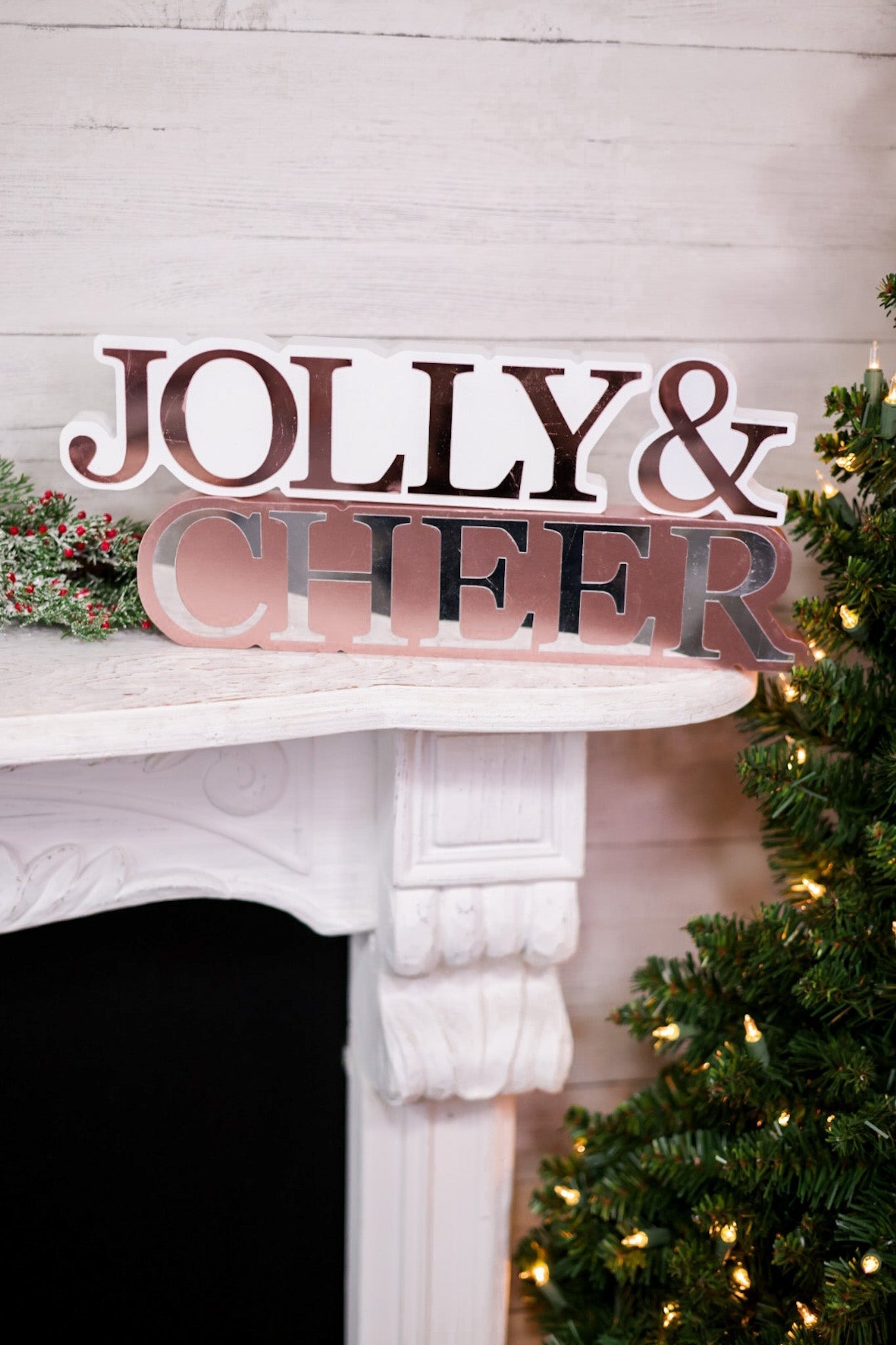 Wooden Tabletop/Wall Christmas Signs W/ Mirror Words (4 Styles) - Whiskey Skies - YOUNG'S INC