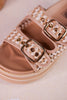 Word On The Street Slides With Woven Straps - Whiskey Skies - CORKYS FOOTWEAR