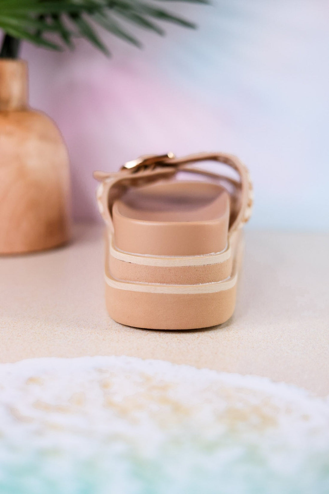 Word On The Street Slides With Woven Straps - Whiskey Skies - CORKYS FOOTWEAR