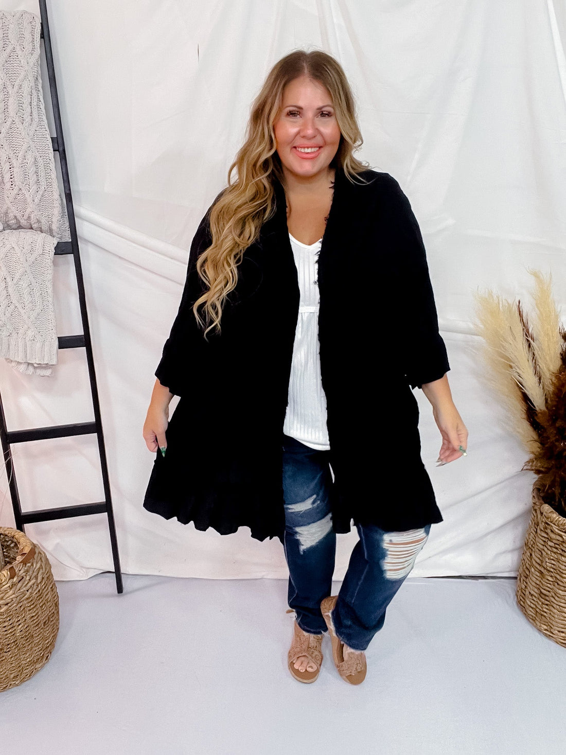 Woven Half Sleeve Cardigan - Whiskey Skies - VANILLA BAY