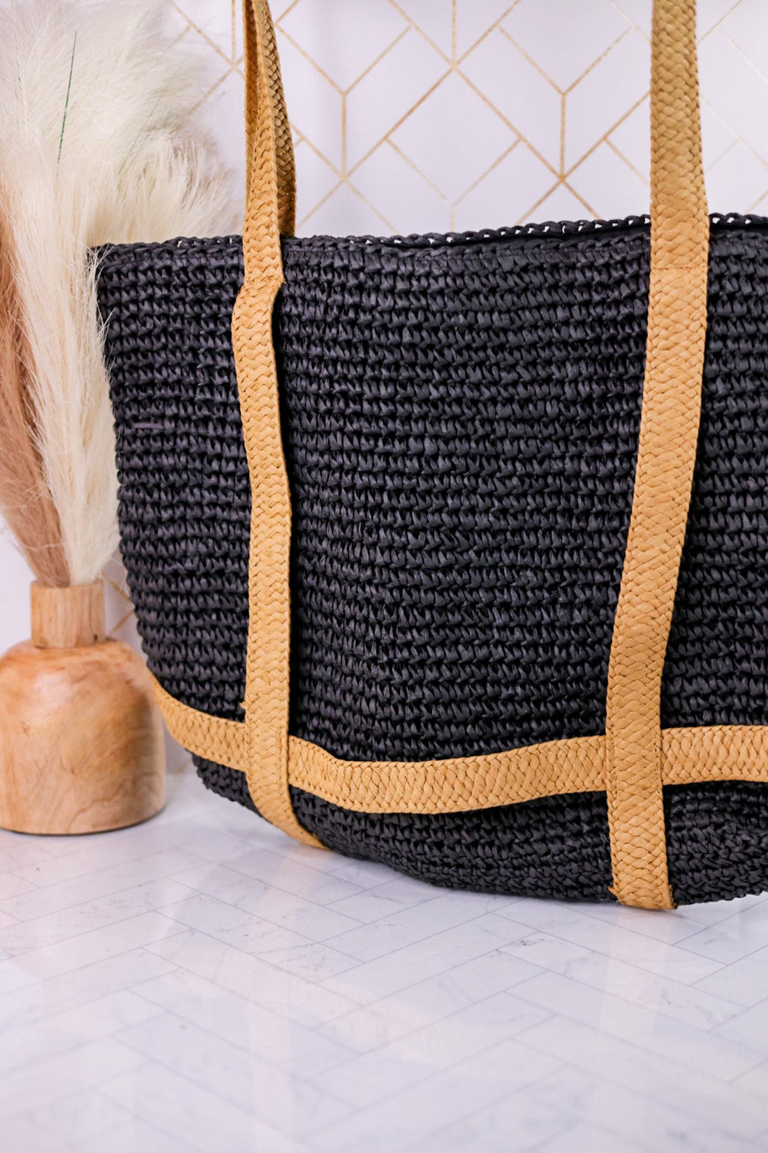 Woven Tote With Hat Holder Straps - Whiskey Skies - SAN DIEGO HAT COMPANY