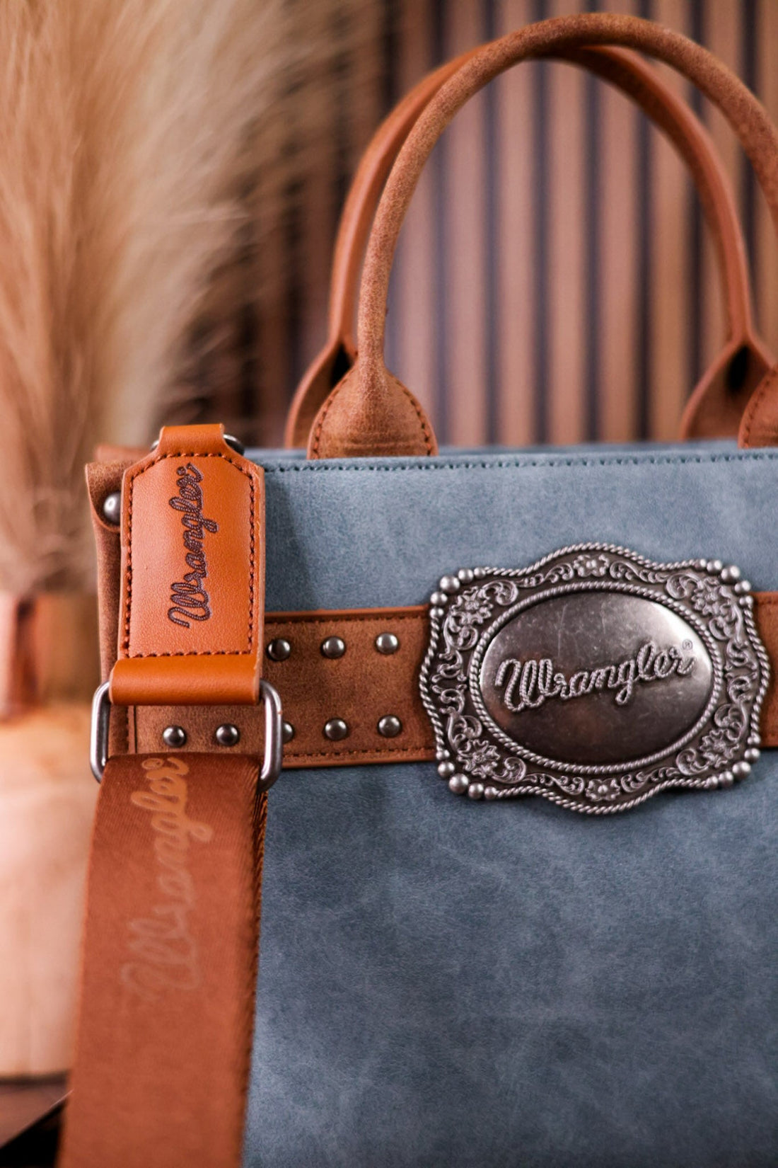 Wrangler Bag With Belt Buckle in Slate Blue - Whiskey Skies - MONTANA WEST