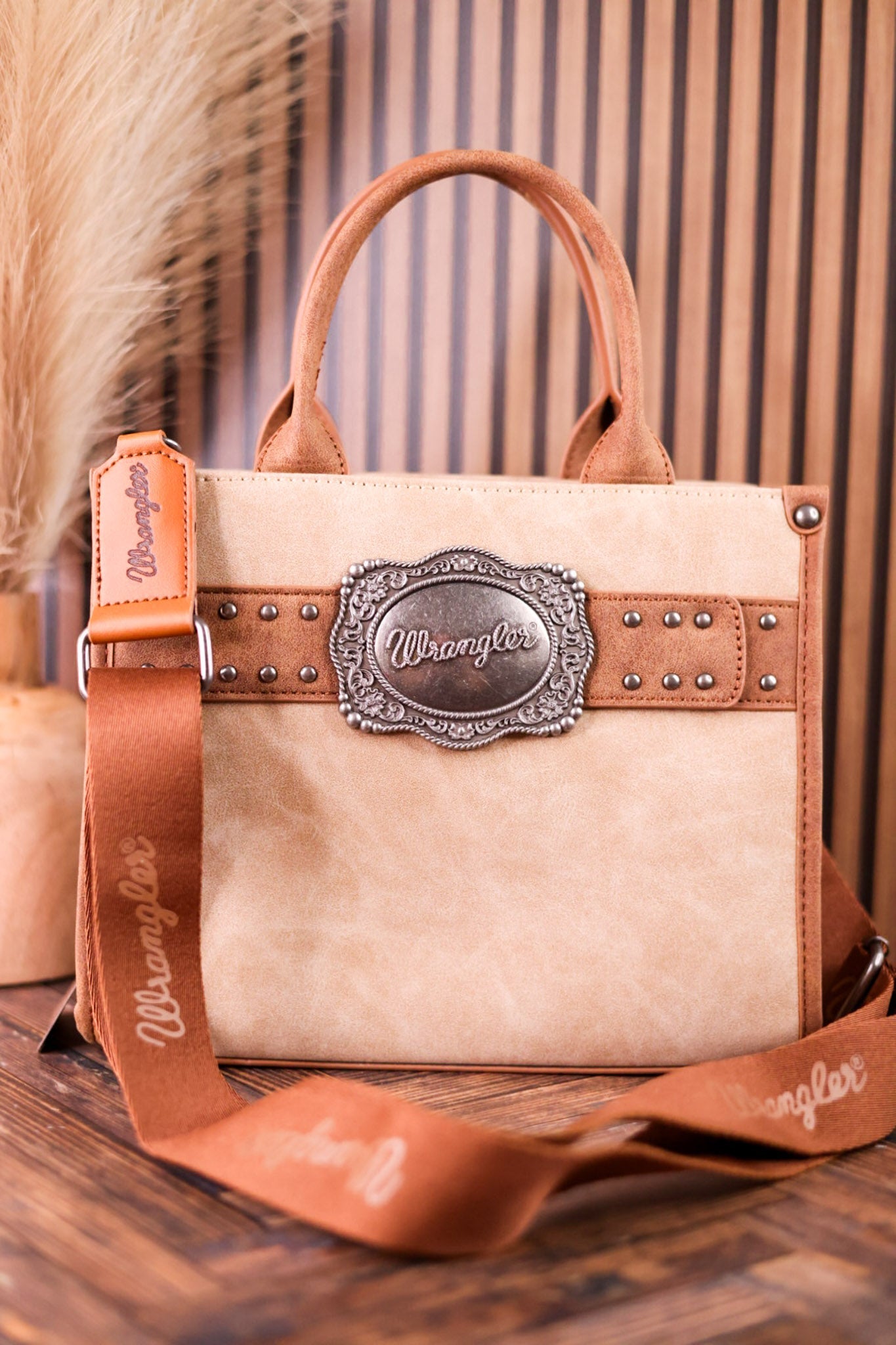 Wrangler Bag With Belt Buckle in Tan - Whiskey Skies - MONTANA WEST
